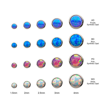 Invictus 14g Titanium Internally Threaded with Synthetic Opal Round Back Bezel Set Top