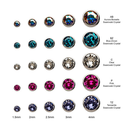 Invictus 14g Titanium Internally Threaded with Swarovski Crystal Round Back Bezel Set Top