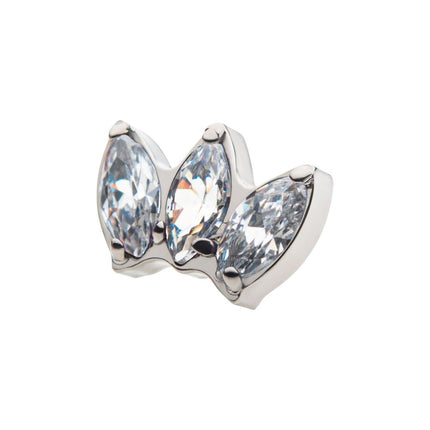 Invictus Titanium Internally Threaded with Triple Marquise CZ/Synthetic Opal Cluster Top