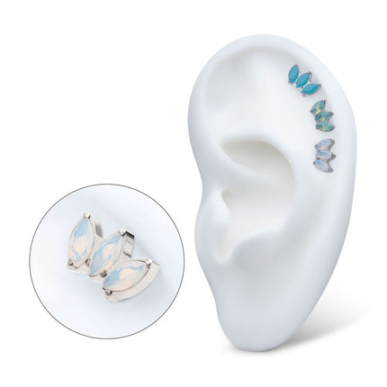 Invictus Titanium Internally Threaded Triple Marquise Opalite Cluster Top