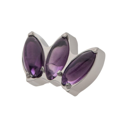 Invictus Titanium Internally Threaded with Prong Set 3-Cluster Marquise Stones Fan Shape Top