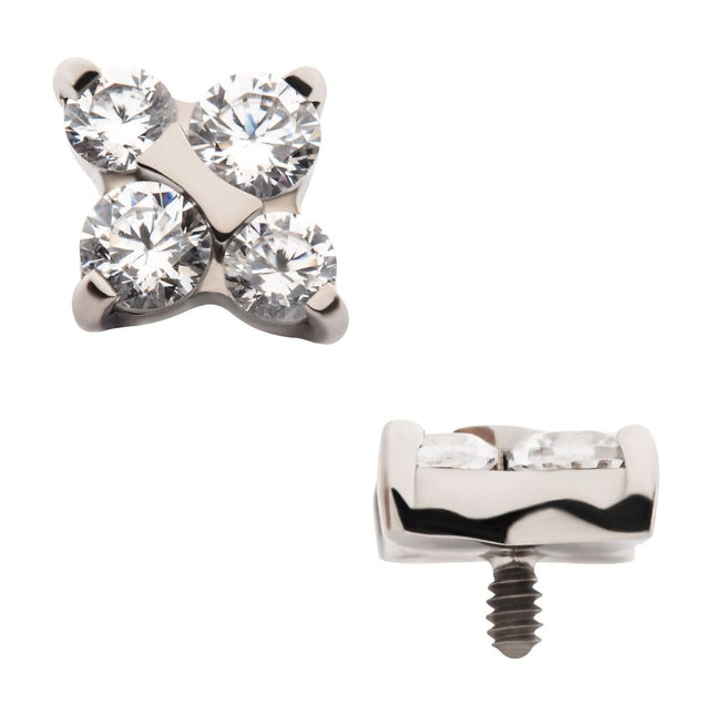 Invictus Titanium Internally Threaded with 4-Prong Set Round CZ with Crux Shape Top