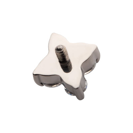 Invictus Titanium Internally Threaded with 4-Prong Set Round CZ with Crux Shape Top