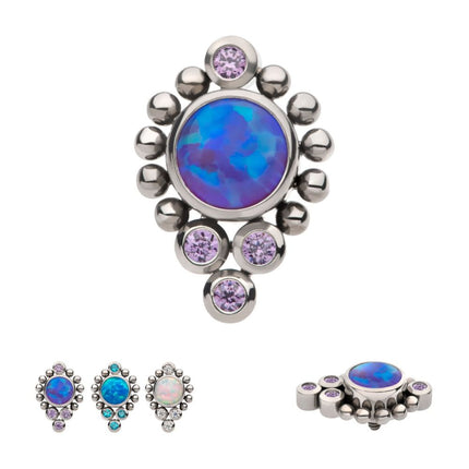 Invictus Titanium Internally Threaded Bezel Set Gem/Opal Beaded Cluster Top