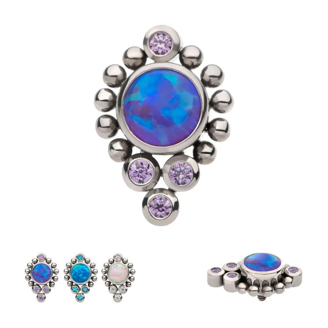 Invictus Titanium Internally Threaded Bezel Set Gem/Opal Beaded Cluster Top