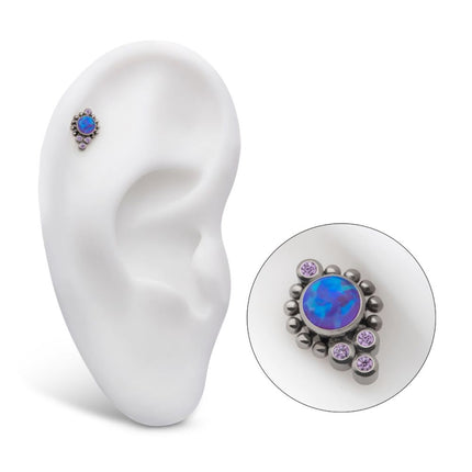 Invictus Titanium Internally Threaded Bezel Set Gem/Opal Beaded Cluster Top
