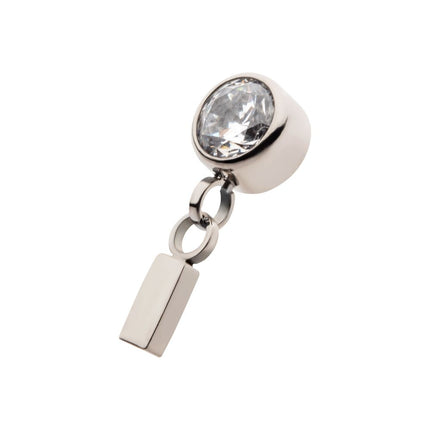 Invictus Titanium Internally Threaded Bezel Set CZ with Dangling Bar Top