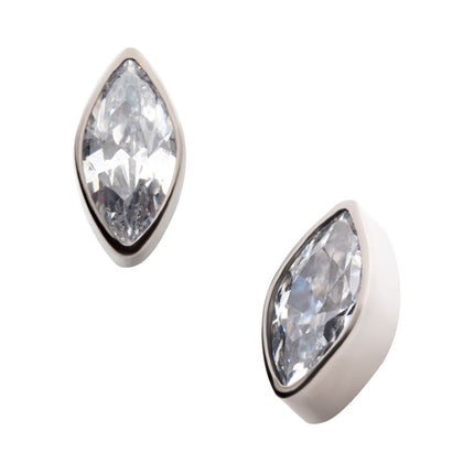 Invictus Titanium Internally Threaded with Bezel Set CZ Marquise Shape Top