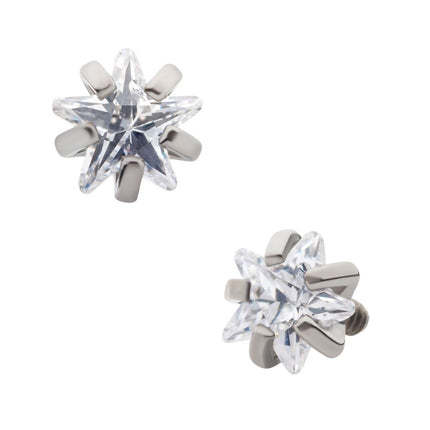 Invictus Titanium Internally Threaded with Prong Set CZ Star Shape Top