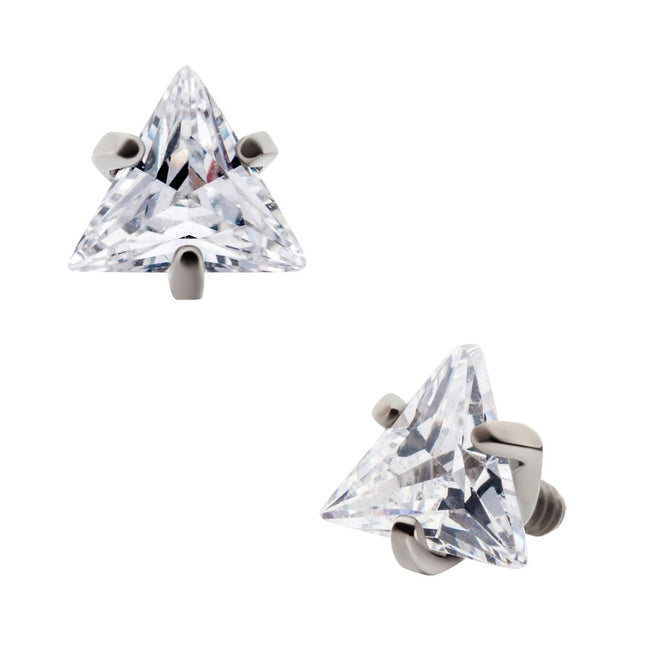 Invictus Titanium Internally Threaded with Prong Set CZ Triangular Shape Top