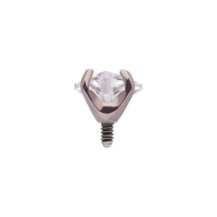 Invictus Titanium Internally Threaded with Prong Set CZ Triangular Shape Top