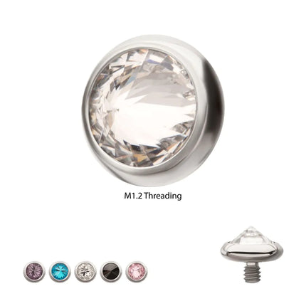 Invictus 1.6mm (14g) Titanium Internally Threaded Round Bezel Set Inverse Gem Top