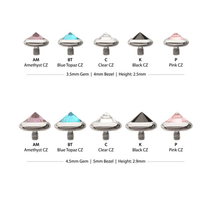 Invictus 1.6mm (14g) Titanium Internally Threaded Round Bezel Set Inverse Gem Top