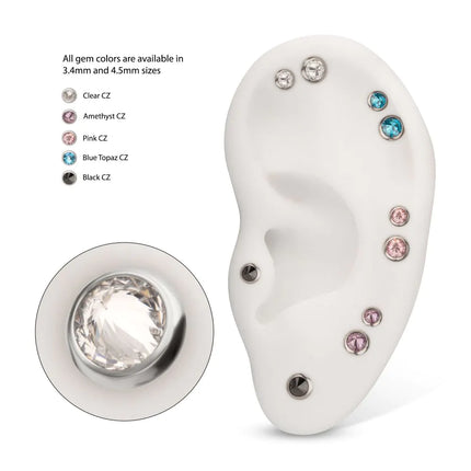 Invictus 16g Titanium Internally Threaded Round Bezel Set Inverse Gem Top