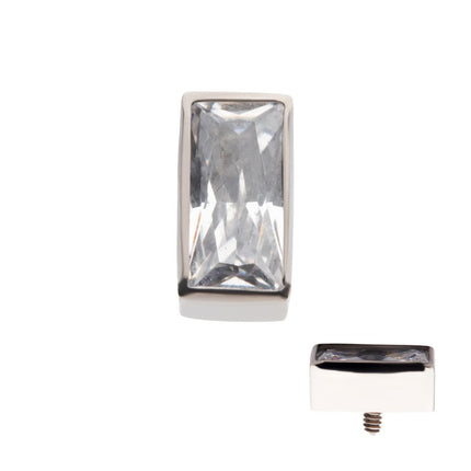 Invictus Titanium Internally Threaded with Bezel Set CZ Rectangular Shape Top