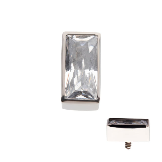 Invictus Titanium Internally Threaded with Bezel Set CZ Rectangular Shape Top