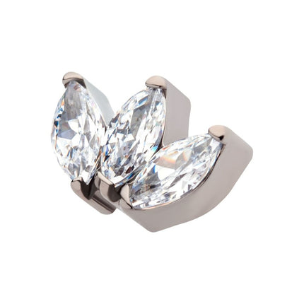 Invictus Titanium Internally Threaded with Prong Set Marquise CZ 3-Cluster Top