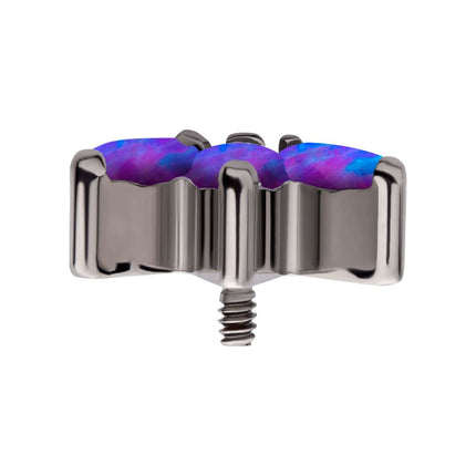 Invictus Titanium Internally Threaded with Prong Set Marquise Opal  3-Cluster Top