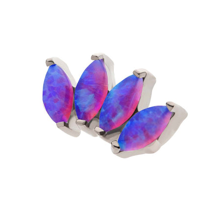 Invictus Titanium Internally Threaded with Prong Set Marquise Opal 4-Cluster Top