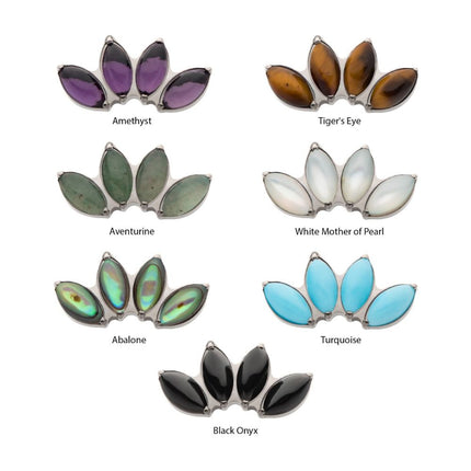 Invictus Titanium Internally Threaded with Prong Set 4-Cluster Marquise Stones Fan Shape Top