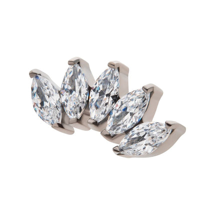 Invictus Titanium Internally Threaded with Prong Set Marquise CZ 5-Cluster Top