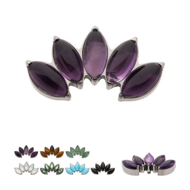 Invictus Titanium Internally Threaded with Prong Set 4-Cluster Marquise Stones Fan Shape Top