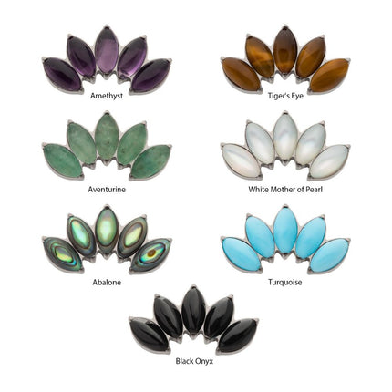 Invictus Titanium Internally Threaded with Prong Set 4-Cluster Marquise Stones Fan Shape Top