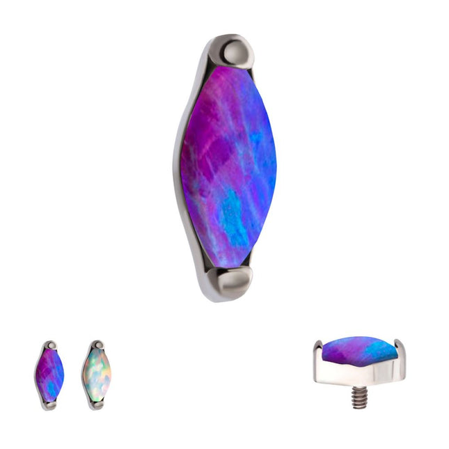 Invictus Titanium Internally Threaded with 2-Prong Set Marquise Opal Top