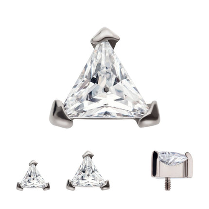 Invictus Titanium Internally Threaded with 3-Prong Set Triangular CZ Top
