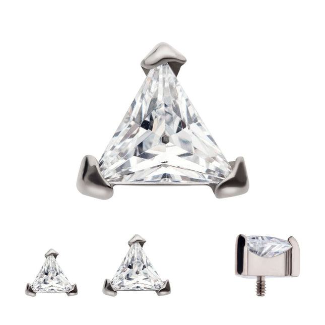 Invictus Titanium Internally Threaded with 3-Prong Set Triangular CZ Top