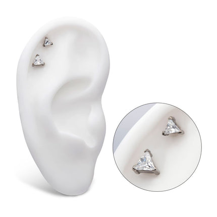 Invictus Titanium Internally Threaded with 3-Prong Set Triangular CZ Top