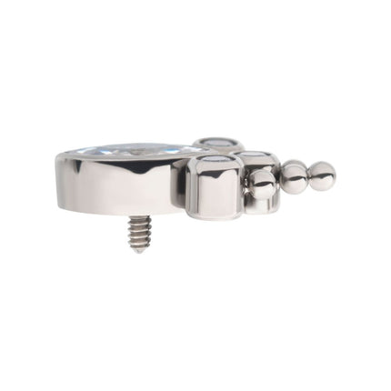 Invictus Titanium Internally Threaded with Clustered Beads, Bezel Set Marquise & Round CZ Top
