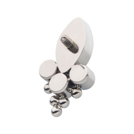 Invictus Titanium Internally Threaded with Clustered Beads, Bezel Set Marquise & Round CZ Top
