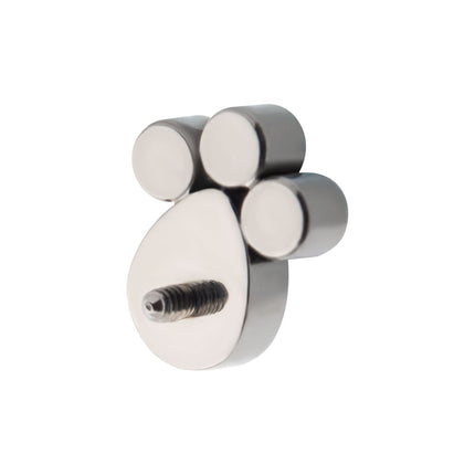 Invictus Titanium Internally Threaded with Clustered Bezel Set Teardrop & Round CZ Top