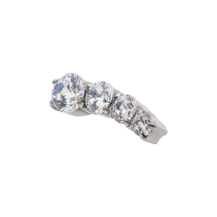 Invictus Titanium Internally Threaded with Prong Set CZ Staggered 4-Cluster Top (Left Ear)