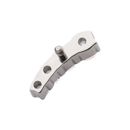 Invictus Titanium Internally Threaded with Prong Set CZ Staggered 4-Cluster Top (Left Ear)