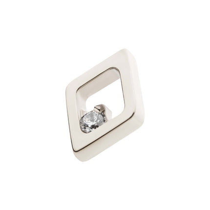 Invictus Titanium Internally Threaded Rhombus Shape with Clear CZ Top