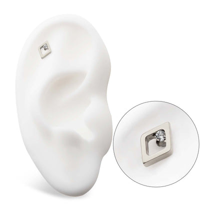 Invictus Titanium Internally Threaded Rhombus Shape with Clear CZ Top