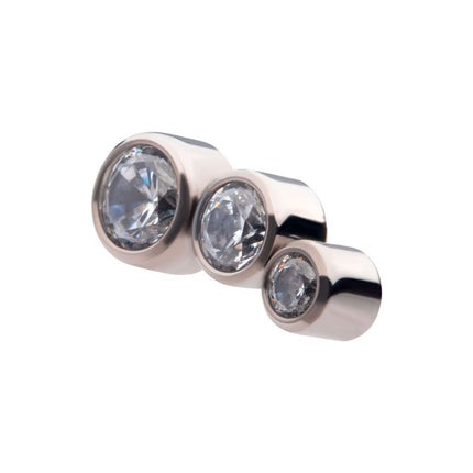 Invictus Titanium Internally Threaded Bezel Set CZ/Opal Staggered 3-Cluster Top