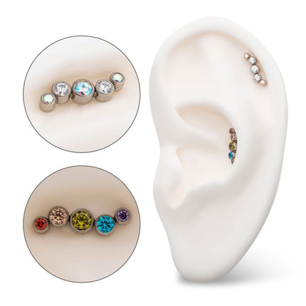 Invictus Titanium Internally Threaded Bezel Set CZ/Opal Oscillating 5-Cluster Top