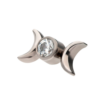 Invictus Titanium Internally Threaded Bezel Set Gem/Opal Triple Moon Phase Top