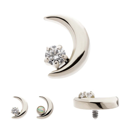 Invictus Titanium Internally Threaded Crescent Moon with CZ/Opal Top