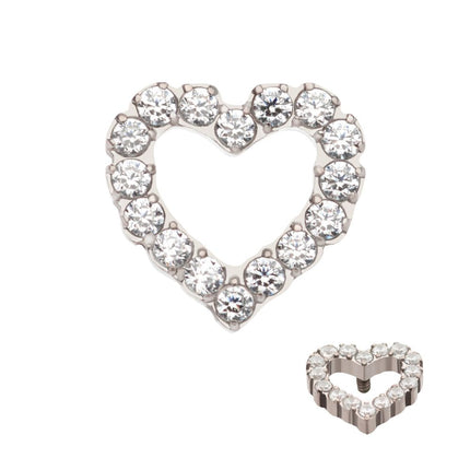 Invictus Titanium Internally Threaded with Pave Set CZ Hollow Heart Top