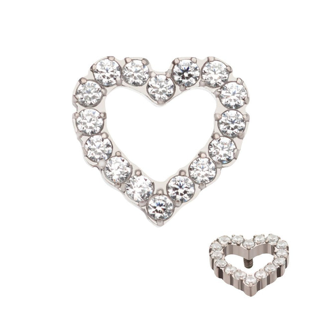 Invictus Titanium Internally Threaded with Pave Set CZ Hollow Heart Top