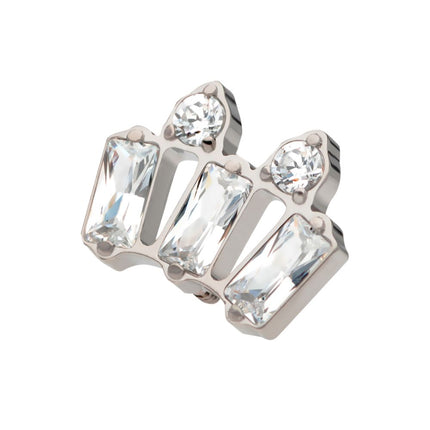 Invictus Titanium Internally Threaded with Alternating Baguette & Round CZ Cluster Top