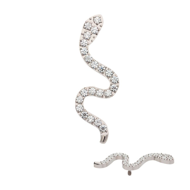 Invictus Titanium Internally Threaded with Pave Set CZ Snake Top