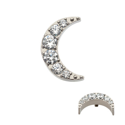 Invictus Titanium Internally Threaded with Pave Set CZ Crescent Moon Top