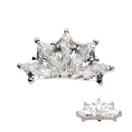 Invictus Titanium Internally Threaded with Prong Set Diamond Shape CZ Kite Shape Top