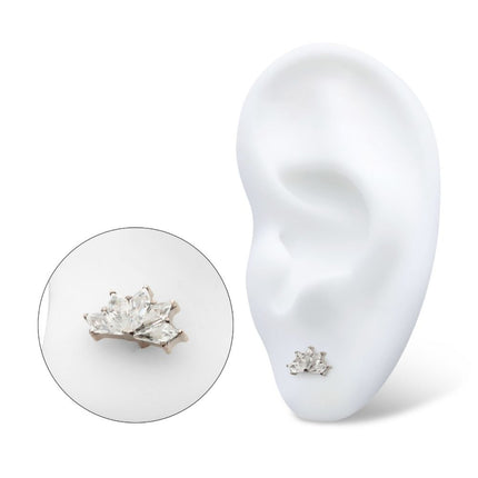 Invictus Titanium Internally Threaded with Prong Set Diamond Shape CZ Kite Shape Top