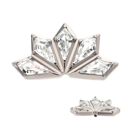 Invictus Titanium Internally Threaded with Diamond Shape CZ 5-Cluster Kite Shape Top
